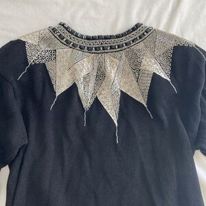 Vintage Beaded Sweater. 1989 IB Diffusion.Silk, Angora.Women's Size Medium